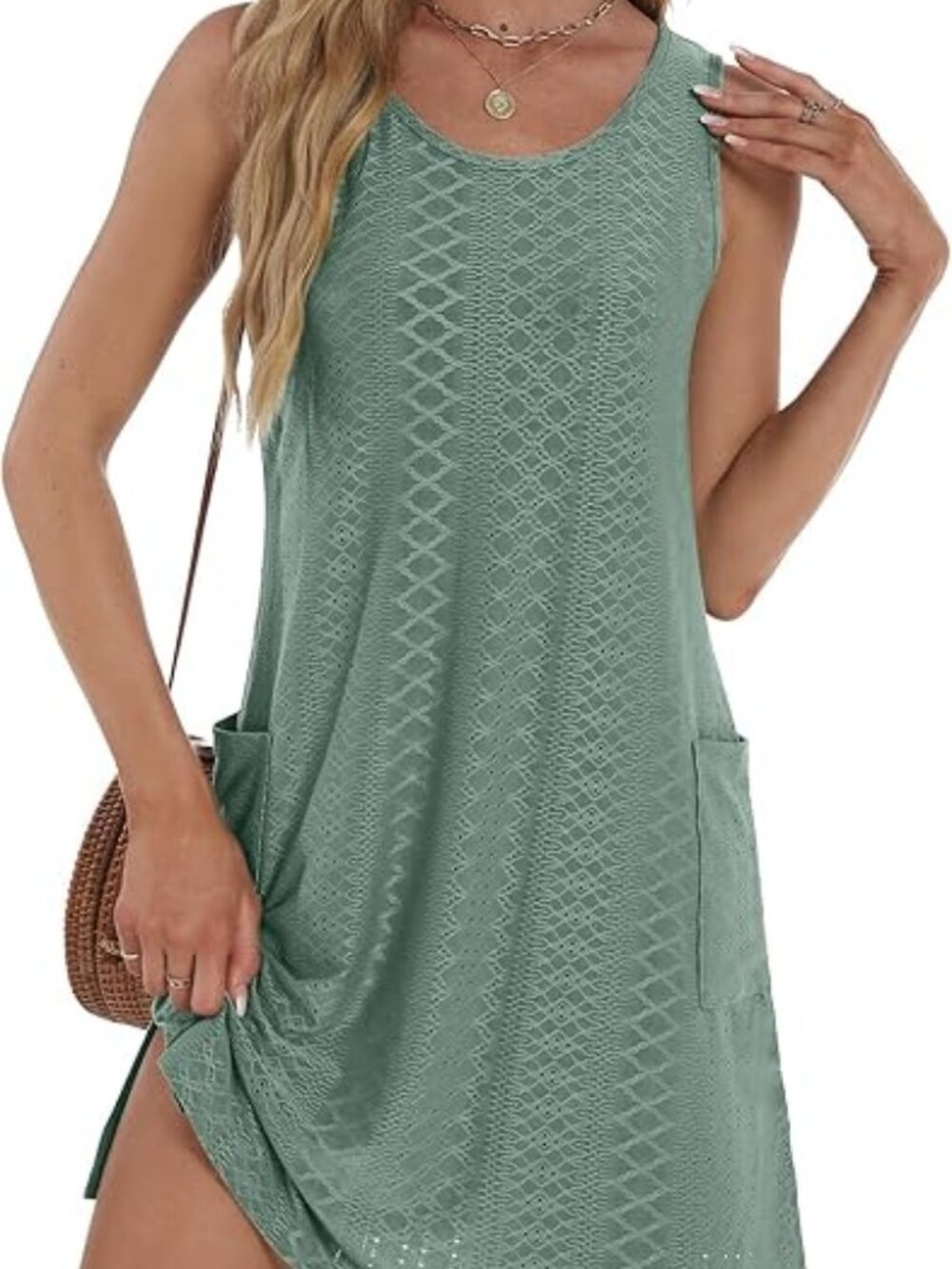 Coverup Summer Dresses for Women 2026‎ Eyelet Casual Loose Sleeveless Sundresses
